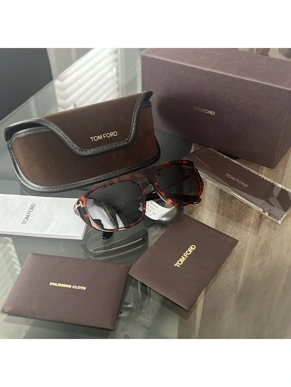 New TOM FORD Rectangular Frame Sunglasses in Havana New w/Tag Retail $455